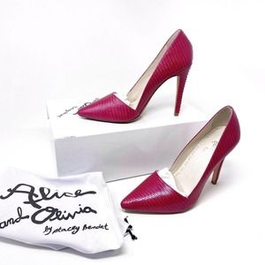 Alice + Olivia Dina Pump Heel Hot Pink Pointed Toe